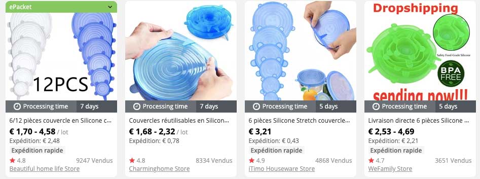 couvercles silicone dropshipping